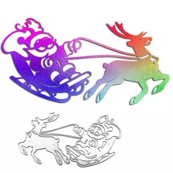 Санта-Клаус едет на олене, тележка, дизайн, стиль, трафарет для резки металла для DIY, скрапбукинг, альбом, фототиснение, бумажная карта, ремесленный декор серебряный