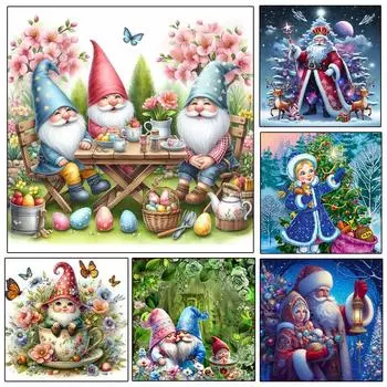 Санта-Клаус и олень Алмазная картина Новинка 2024 года DIY Алмазная мозаика Полный Круг/Квадрат Мультфильм Рождественский Подарок Настенное Искусство Реновация Full Round 20x20CM