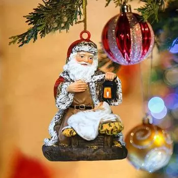 Санта-Клаус кулон рождественская смола винтажная расписная подвеска Санта украшение рождественская елка