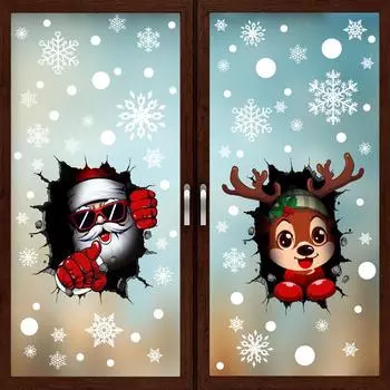 Санта-Клаус Наклейка на окно Рождественское украшение Статическая наклейка