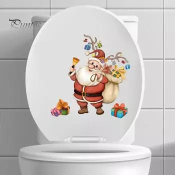 Санта-Клаус наклейка на сиденье для унитаза Праздничное развлечение Декор для ванной комнаты прекрасный дизайн наклейка на унитаз аксессуары для дома Xmas Santa Claus