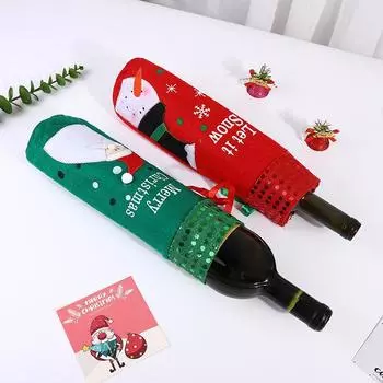 Санта-Клаус напечатанный мешок для бутылки вина рождественский декор чехлы для бутылок вина украшения сумки рождественские подарки на год украшение обеденного стола