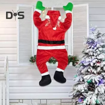 Санта-Клаус настенное украшение для скалолазания рождественская бархатная фигурка Санты для скалолазания на окно, стену, дверь, рождественская вешалка для камина в общежитии дома No Light