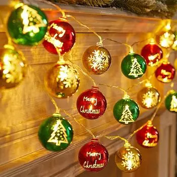 Санта-Клаус огни светодиодные гирлянды снежинка елка подвесные украшения рождественские украшения для дома Новый год 2025 Battery not included