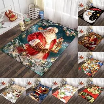Санта-Клаус Олень Снеговик Рождественские украшения Ковер Гостиная Спальня Ковер Вход Крыльцо Дверной коврик Украшение дома 40x60cm