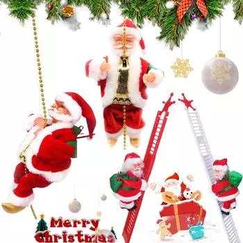 Санта-Клаус, поднимающийся по лестнице, куклы, Санта-плюшевые куклы, отличные подарки, электронные мини-игрушки Санты, подвесные украшения для праздничной вечеринки White Ladder