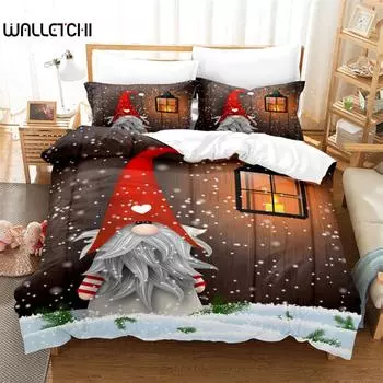 Санта-Клаус Постельное белье Пододеяльник Комплект 3D постельных принадлежностей Цифровая печать Постельное белье Queen Size Постельное белье Модный дизайн EU single(135x200cm)