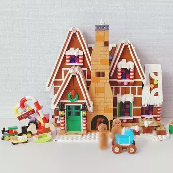 Санта-Клаус Пряничный домик Строительные блоки Кирпичи Лось Деревня пряничного человечка Детская сборная игрушка Рождественские подарки No original box
