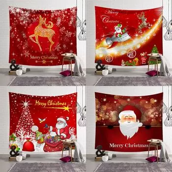 Санта-Клаус Рождественская елка с принтом полиэстеровый гобелен Домашний декор гобелен Декор для комнаты Настенный фон ткань 100x75cm