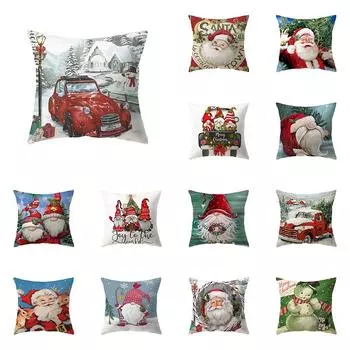 Санта-Клаус Рождественская тема с принтом оленя наволочка для дома, гостиной, украшения дивана, полиэстеровая подушка, наволочка 40X40CM