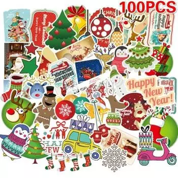 Санта-Клаус рождественские граффити наклейки рождественские украшения наклейки игрушки 100 шт./упак. 100 pcs/pack