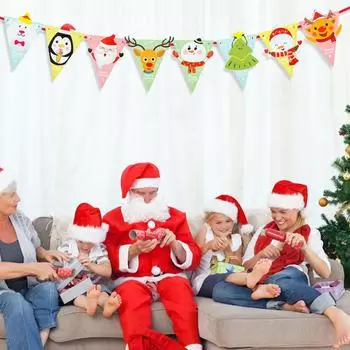 Санта-Клаус Рождественский баннер 2025 Веселые рождественские украшения для дома Navidad Natal Noel Гирлянда Рождественский подарок Новогодний декор 2024