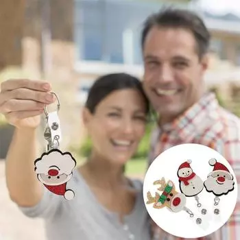 Санта-Клаус Рождественский держатель для бейджа Выдвижная катушка для бейджа Держатель для именной карточки Клип-зажим для бейджа 01