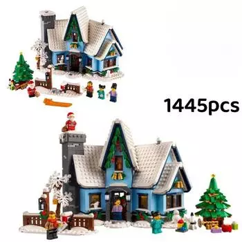 Санта-Клаус, рождественский зимний деревенский пейзаж со строительными блоками, кирпичами, снежным домом, модель сборки, игрушка, детские подарки