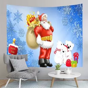 Санта-Клаус с доставкой подарков, гобелен, гобелен с Рождеством, мультяшный гобелен, художественный домашний декор для гостиной, спальни, гобелены 100x75cm