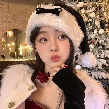 Санта-Клаус Шапка Санта-Клауса Красная плюшевая шапка с бантом Универсальная рождественская шапка Зима/Осень красный