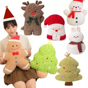 Санта-Клаус, снеговик, елка, пряничный человечек, лось, олень, мультяшная плюшевая подушка, плюшевые куклы, рождественские подарки на день рождения для девочек и мальчиков, декор see choice option