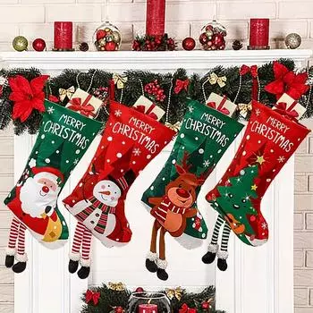Санта-Клаус, снеговик, лось, длинные ноги, чулки, большие рождественские чулки, подарочный пакет, рождественские чулки для вечеринки