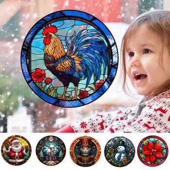 Санта-Клаус, снеговик, лось, рождественская елка, статическое стекло, наклейка, домашний школьный офис A