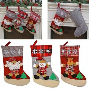 Санта-Клаус/Снеговик/Лось Рождественские подарочные чулки Рождественские елочные украшения Подвесные реквизиты для оформления места проведения мероприятия Santa Claus