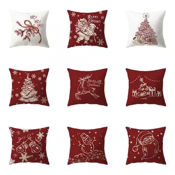 Санта-Клаус Снеговик Рождественская тема с принтом Чехлы для подушек Домашняя гостиная Украшение дивана Подушка Наволочка 40X40CM