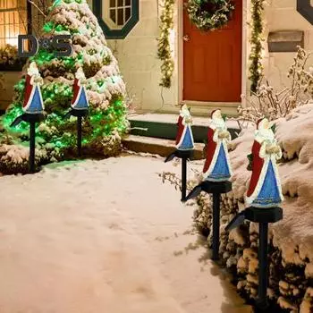 Санта-Клаус, солнечные фонари, смоляная фигурка Санты, водонепроницаемая рождественская лампа-колышек, наружная декоративная статуя, ландшафтный светодиодный светильник для газона во дворе дома C