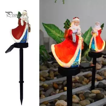 Санта-Клаус, солнечные фонари, смоляная фигурка Санты, водонепроницаемая рождественская лампа-колышек, наружная декоративная статуя, ландшафтный светодиодный светильник для газона во дворе дома C