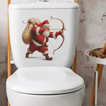Санта-Клаус Стрельба из лука Ванная комната Туалет с наклейками для украшения дома 29*29CM/fun-m218