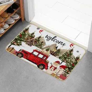 Санта-Клаус украшает праздничные дверные коврики, можно стирать в стиральной машине, противоскользящие и устойчивые к пятнам, подходят для спален/гостиных/комплектов 400MMx600MM