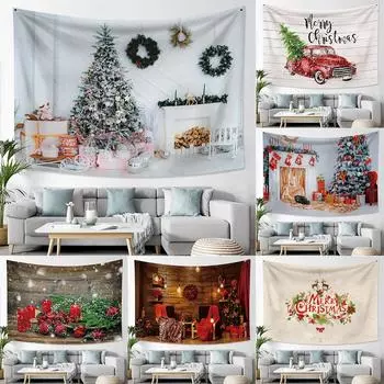 Санта-Клаус, украшение для рождественской елки, гобелен с принтом, украшение для дома, гостиной, спальни, стены, гобелен 100x75cm
