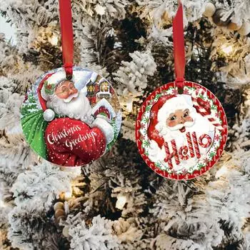Санта-Клаус Украшение Круглое Украшение Рождественской Елки Веселые Рождественские Безделушки Вешалка Для Двери Комнаты Украшения Подарки для Нее