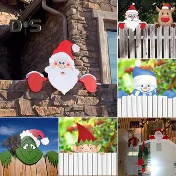 Санта-Клаус забор Peeker влагостойкий прочный праздничный окружающий 3D садовый двор снеговик эльф забор Peeker для вечеринки