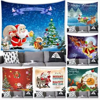 Санта-Лось Снеговик Принт Домашний Декор Гобелен Настенный Рождественский Декор Стены Гостиной Комнаты Фон Ткань Tapiz navideo 100x75cm