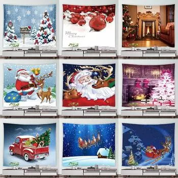 Санта Лось зимний кедровый пейзаж с принтом узор гобелен для дома Гостиная Спальня Настенный декор фон тканевый гобелен 100x75cm