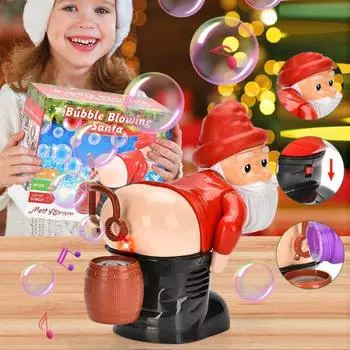 Санта-машина для мыльных пузырей с музыкальными огнями, пукающий Санта-машина для мыльных пузырей, автоматическая красный