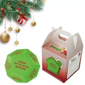 Санта-обмен кубиками Рождественские кубики для обмена подарками 12 разных граней Интерактивные кубики для обмена подарками для праздничной вечеринки