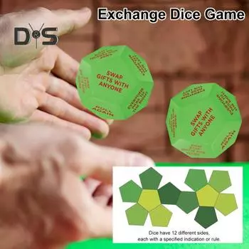 Санта-обмен кубиками Рождественские кубики для обмена подарками 12 разных граней Интерактивные кубики для обмена подарками для праздничной вечеринки разноцветный