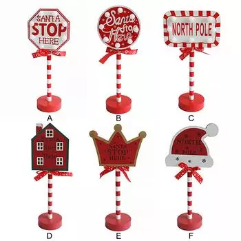 Санта остановитесь здесь знаки светодиодные рождественские украшения стола теплый свет для Нового года / B