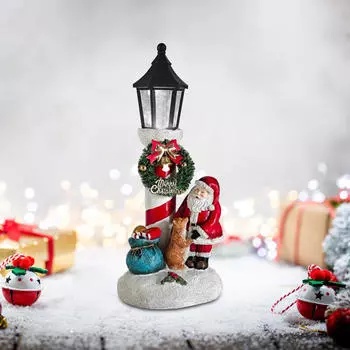 Санта Подарочный Мешок Венок Статуя Кота Светящееся Рождественское Украшение со Светом Настольный Рождество