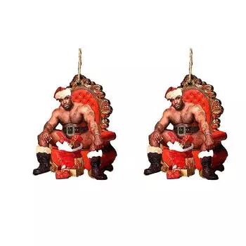 Санта Подарок Дерево Мем Праздничный Мистер. Деревянный мем Смешное Рождественское подвесное украшение 2