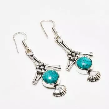 Ювелирные серьги Santa Rosa с бирюзой и драгоценным камнем 925 пробы, посеребренные, 2,08 дюйма