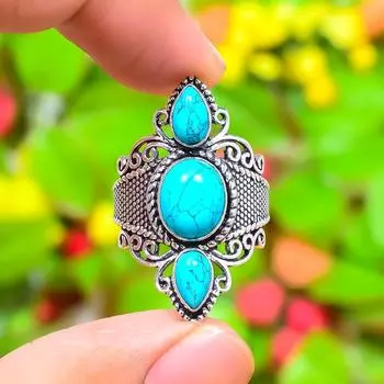 Santa Rosa Turquoise Gemstone Handmade 925 Sterling Silver Ring Size 10 u6i80