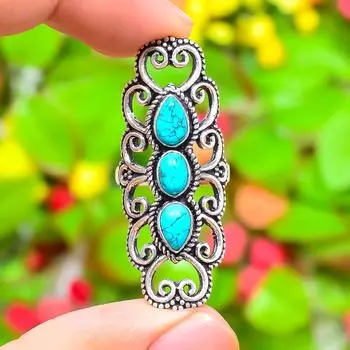 Santa Rosa Turquoise Gemstone Handmade 925 Sterling Silver Gift Ring Size 9 z9i29
