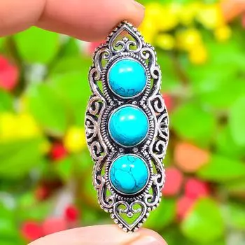 Santa Rosa Turquoise Gemstone Handmade 925 Sterling Silver Ring Size 7.5 N6w31