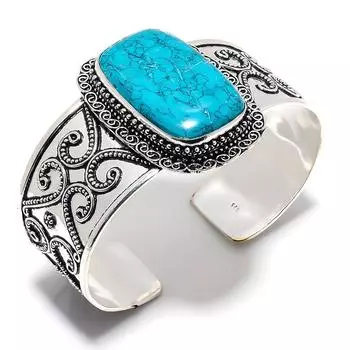 Санта-Роза, бирюзовый браслет из стерлингового серебра 925 пробы с драгоценными камнями, серебряные украшения, регулируемый браслет-манжета для подарка ей Adjustable Cuff синий