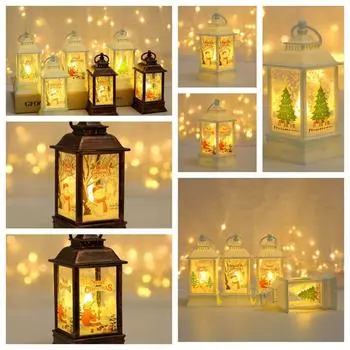 Санта Рождественский Подсвечник Лампа Рождественская Елка Санта Подвесной светильник Рождественская Ветряная Лампа Новый Год white-Santa