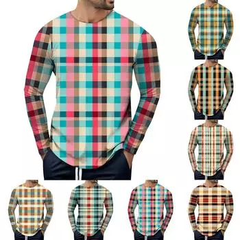 Санта-рождественский принт, весенне-осенняя мужская футболка с длинным рукавом, пуловер с круглым вырезом