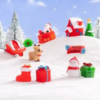 Санта Снеговик Украшения Аксессуары Микро Пейзаж Рождественский Подарок Снегоход Лось Украшения из Смолы Christmas New20pcs