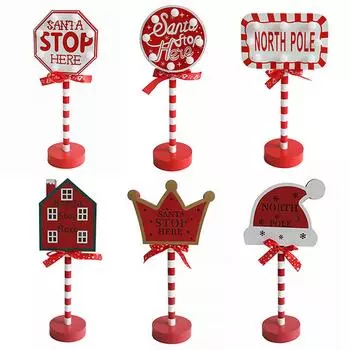 Santa Stop Here Signs LED Light Yard Sign Decorations Warm Lights for New Year . B