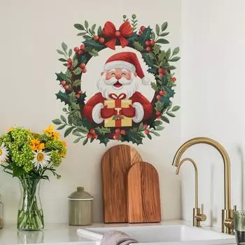 Санта-Венки Зеленые Растения Подарки Спальня Гостиная Кабинет Фон Ландшафтный Дизайн Наклейки На Стены 39*39CM/fun-f224